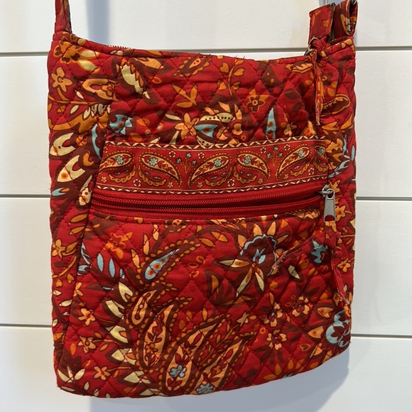 Orange Red Bright Blue Quilted Crossbody Bag - Picture 4 of 16